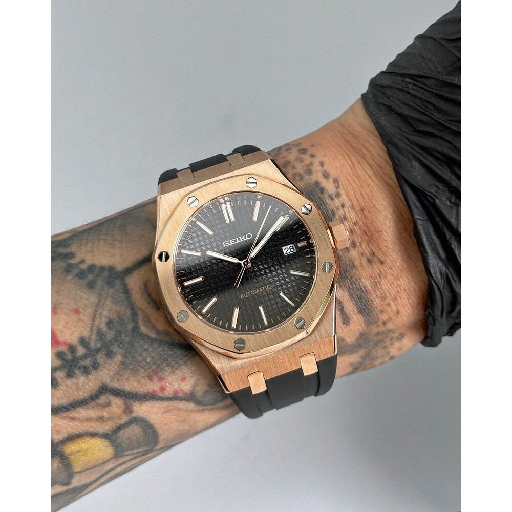 Custom Seiko Mod • Black Rose Gold AP • 42mm